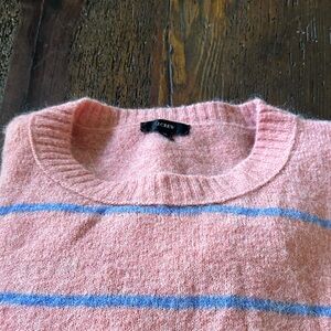 J. Crew Soft Pink Sweater with Blue Stripes